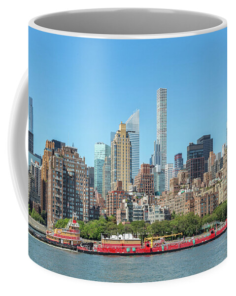 East River Coffee Mug featuring the photograph Red Tug and Barge by Cate Franklyn