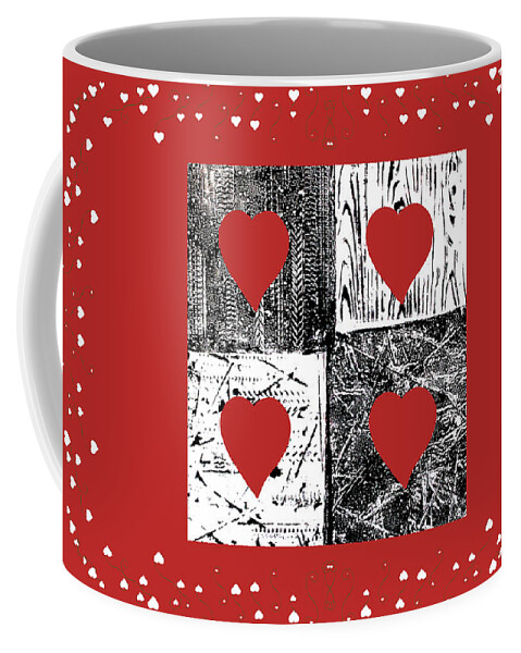 Red Valentine Coffee Mug featuring the mixed media Red Valentine Textures by Nancy Merkle