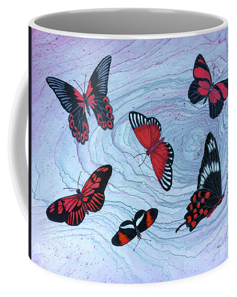 Butterflies Coffee Mug featuring the painting Red Wings by Lucy Arnold