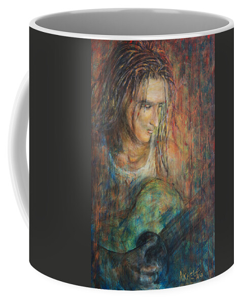 Man With Dreadlocks Coffee Mug featuring the painting Redemption Songs by Nik Helbig