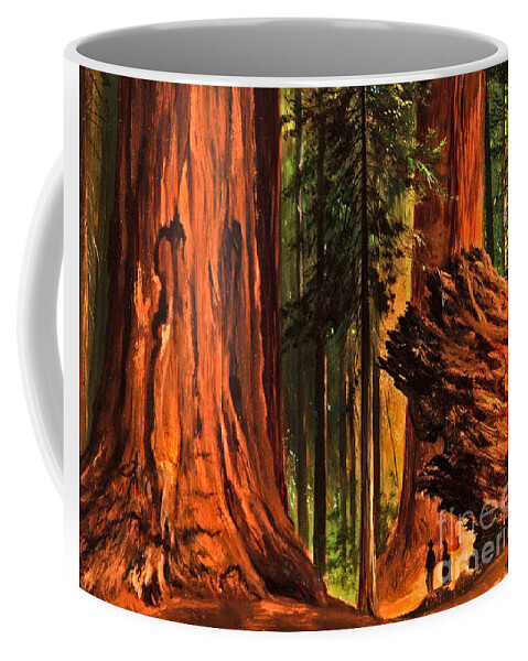 Redwood Forest Coffee Mug featuring the painting Redwood Forest Yosemite Valley 19th Century by Peter Ogden