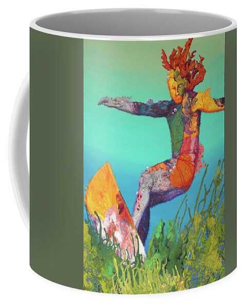 Surfer Coffee Mug featuring the painting Reef Rider by Marguerite Chadwick-Juner