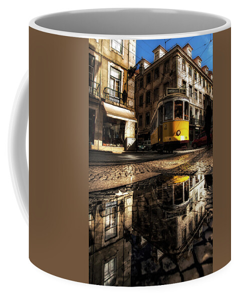Tram12 Coffee Mug featuring the photograph Reflected by Jorge Maia