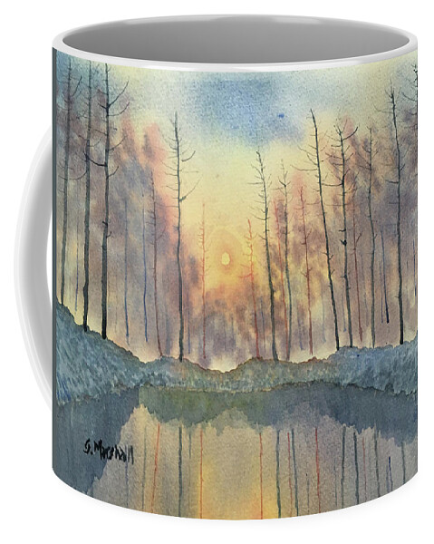 Watercolour Coffee Mug featuring the painting Reflections of Sunrise by Glenn Marshall