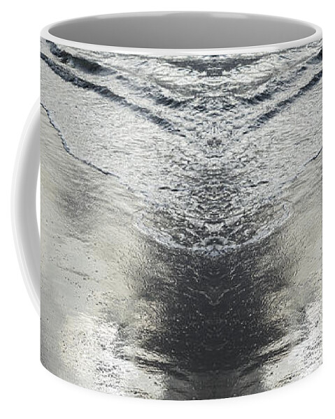 Sea Water Coffee Mug featuring the digital art Reflections on the beach, sea water meets symmetry by Adriana Mueller