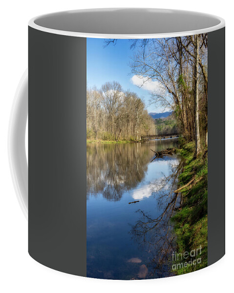 River Coffee Mug featuring the photograph Reflections on the South Fork in Spring by Shelia Hunt