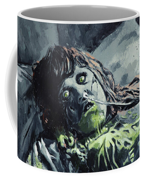 The Exorcist Coffee Mug featuring the painting Regan is not well by Sv Bell