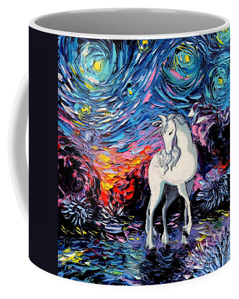 Last Unicorn Coffee Mug featuring the painting Regret by Aja Trier