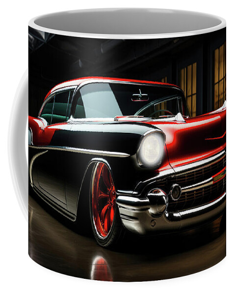 Chevrolet Coffee Mug featuring the digital art Reimagined 1957 Bel Air Sport Coupe by Carl H Payne