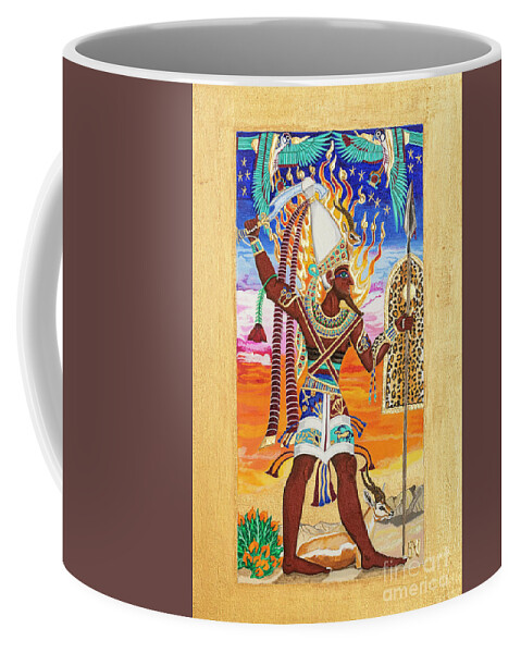 Reshpu Coffee Mug featuring the mixed media Reshpu Lord of Might by Ptahmassu Nofra-Uaa