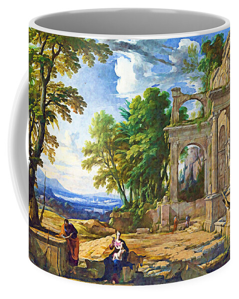 Rest Coffee Mug featuring the photograph Rest on the flight into egypt in 1652 by Munir Alawi