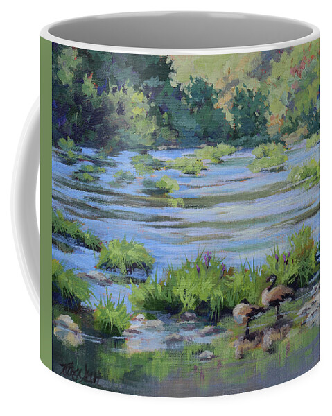 River Coffee Mug featuring the painting Resting by Karen Ilari
