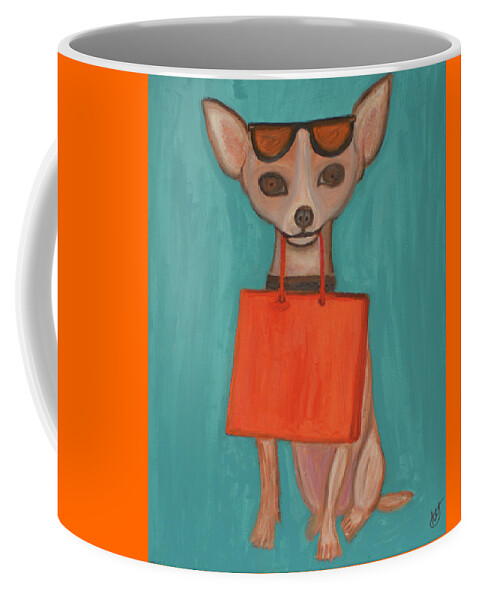 Dogs Coffee Mug featuring the painting Retail Therapy by Anita Hummel