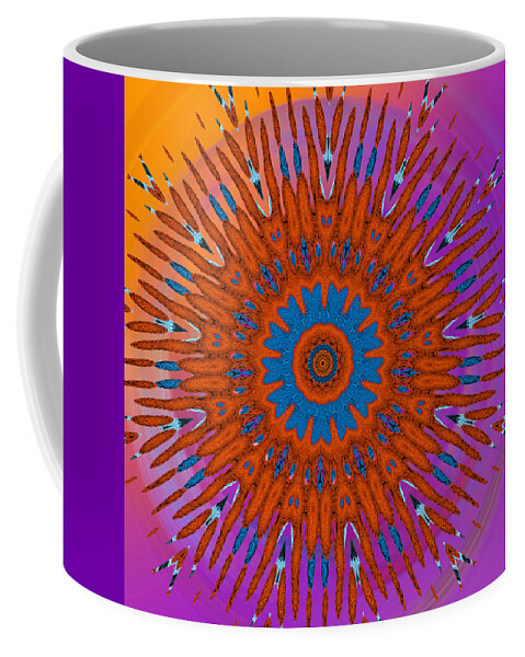 Abstract Coffee Mug featuring the digital art Retro 60's - Groovy Pinwheel by Ronald Mills