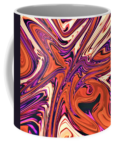 Abstract Coffee Mug featuring the digital art Retro 70's - Psychedelic by Ronald Mills