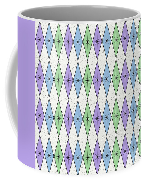Mid Century Fabric Coffee Mug featuring the digital art Retro Diamond Star Fabric 3 by Donna Mibus