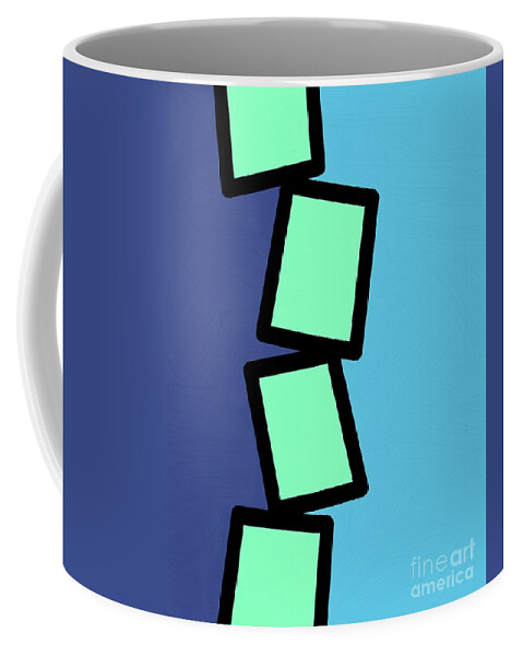 Retro Coffee Mug featuring the mixed media Retro Mint Green Rectangles 2 by Donna Mibus