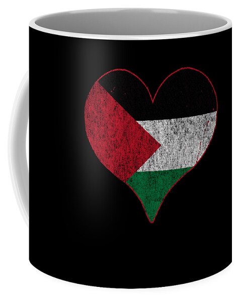 Palestine Coffee Mug featuring the digital art Retro Palestine Flag Heart by Flippin Sweet Gear