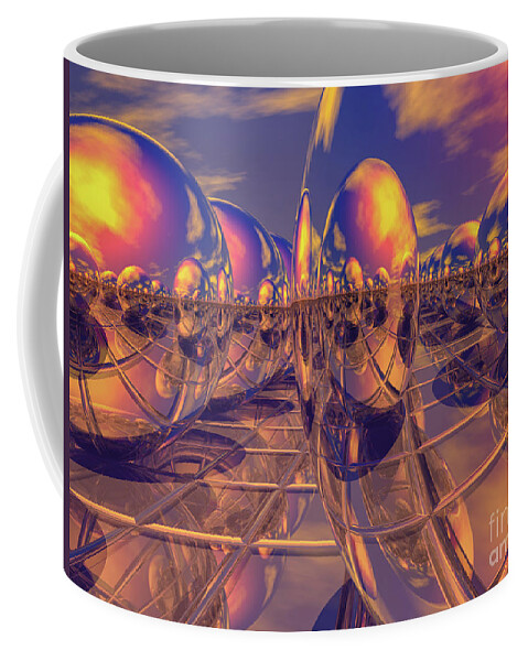 Retro Coffee Mug featuring the digital art Retro Pop Art 3D Spheres by Phil Perkins