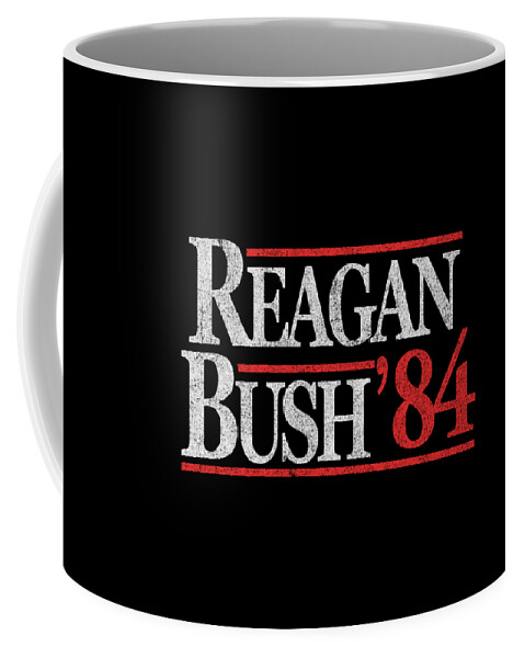 Funny Coffee Mug featuring the digital art Retro Reagan Bush 1984 by Flippin Sweet Gear