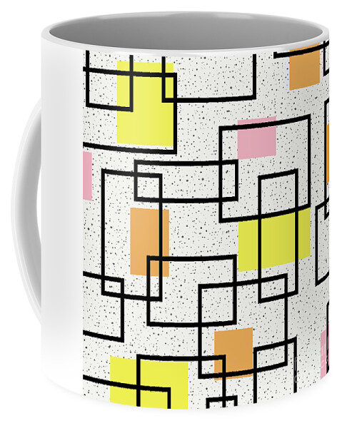 Mid Century Modern Coffee Mug featuring the digital art Retro Rectangles Fabric 2 by Donna Mibus