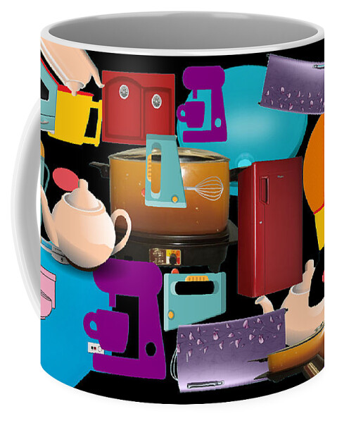 Abstract Art Coffee Mug featuring the digital art Retro Series - Kitchen and Bath Abstract by Ronald Mills