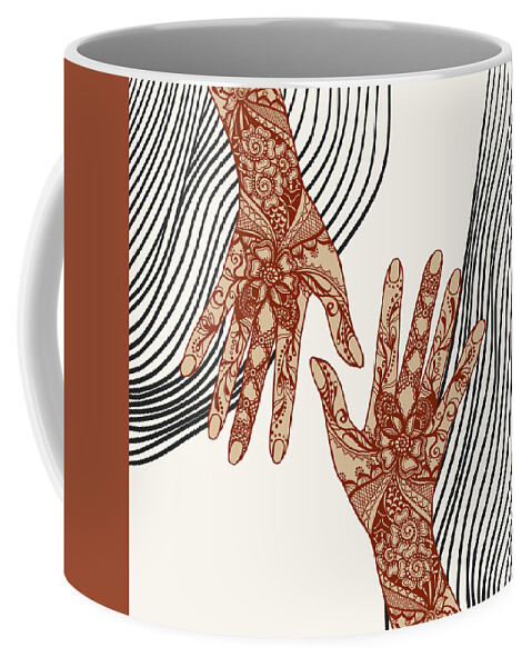 Contemporary Aesthetic Continuous Line Drawing, Romantic Couple Coffee Mug  by Mounir Khalfouf - Fine Art America