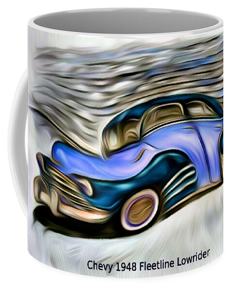 Chevy Coffee Mug featuring the digital art Revved Up and Rarin' To Go... Blue by Ronald Mills