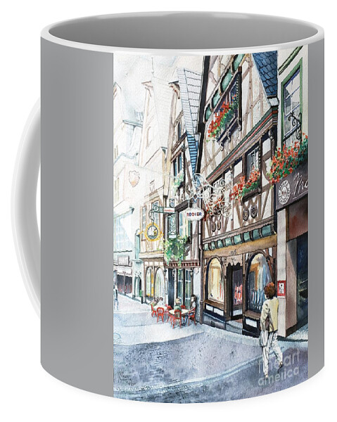 Rhine Coffee Mug featuring the painting Rhine Village, Germany by Merana Cadorette