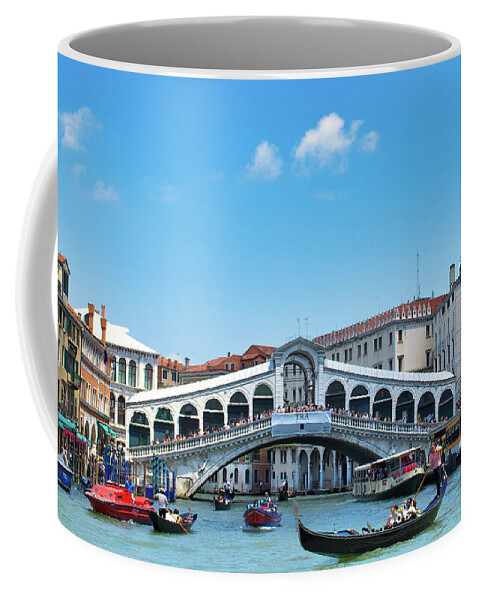 Venice Coffee Mug featuring the photograph Rialto Bridge in Venice by Matthew DeGrushe
