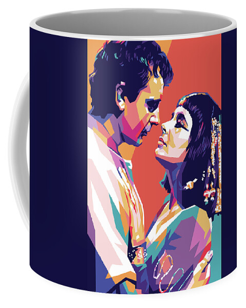 Richard Burton Coffee Mug featuring the mixed media Richard Burton and Elizabeth Taylor 1963 by Stars on Art