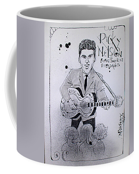  Coffee Mug featuring the drawing Ricky Nelson by Phil Mckenney