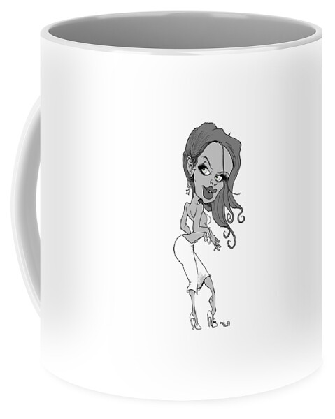 Rihanna Coffee Mug featuring the drawing Rihanna by Mike Scott