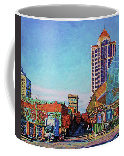 Star City Of The South Coffee Mug featuring the painting Rise and Shine - Roanoke Virginia morning by Bonnie Mason
