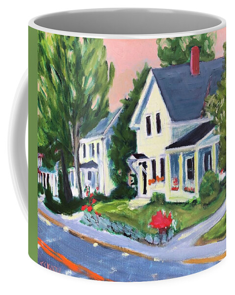 New Boston Coffee Mug featuring the painting River Road by Cyndie Katz
