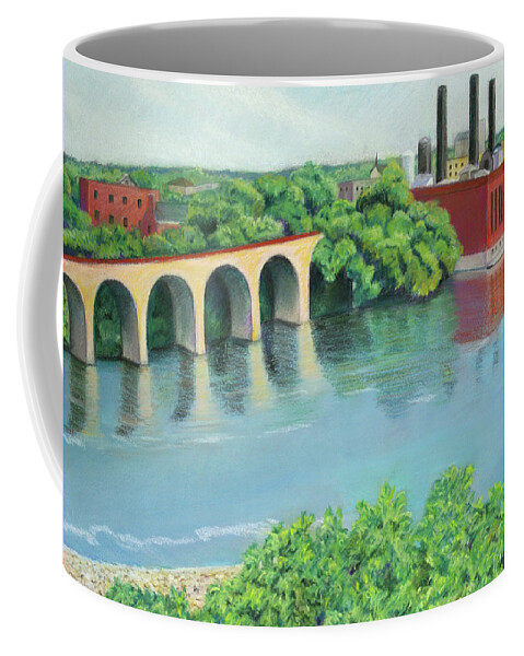 Landscape Coffee Mug featuring the pastel River's Edge by MaryJo Clark