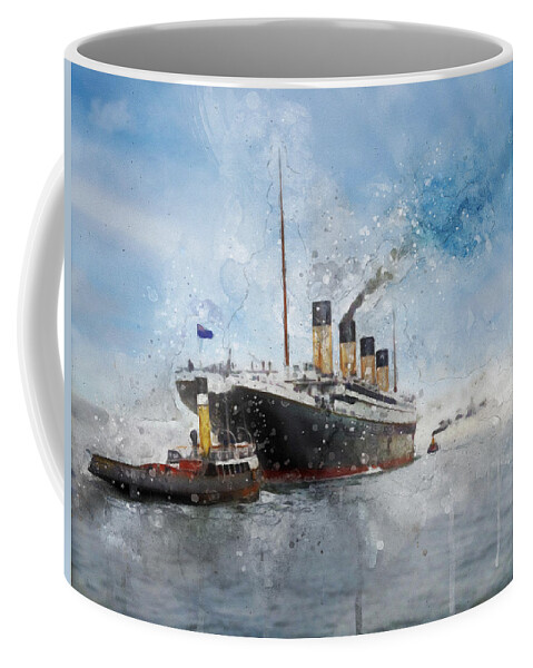 Steamer Coffee Mug featuring the digital art R.M.S. Titanic by Geir Rosset