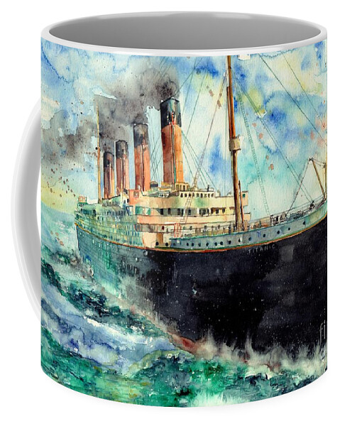 Rms Titanic Coffee Mug featuring the painting RMS Titanic White Star Line Ship by Suzann Sines