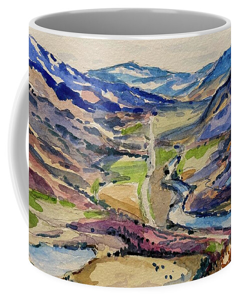 Yellowstone Coffee Mug featuring the painting Road to Gardiner by Les Herman
