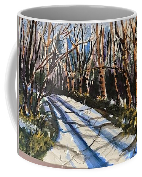  Coffee Mug featuring the painting Roadless Traveled by Angie ONeal