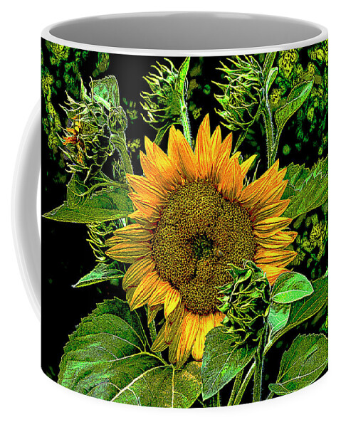 Sunflower Coffee Mug featuring the digital art Roaming the Sunflower by SnapHappy Photos