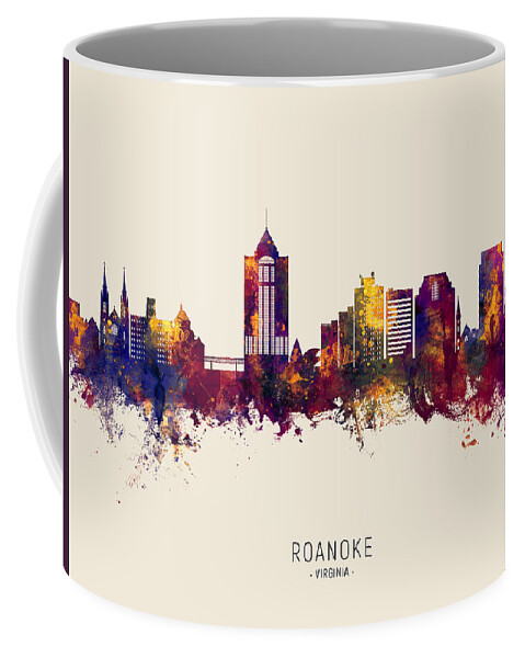 Roanoke Coffee Mug featuring the digital art Roanoke Virginia Skyline #79 by Michael Tompsett