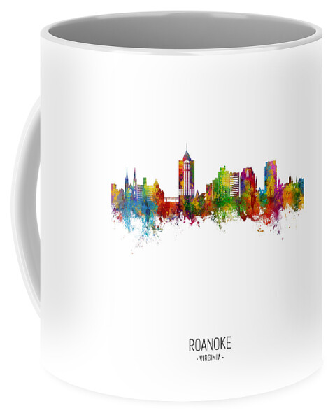 Roanoke Coffee Mug featuring the digital art Roanoke Virginia Skyline #96 by Michael Tompsett
