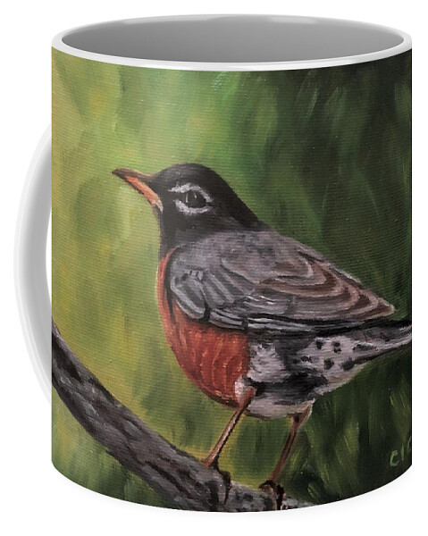 Bird Coffee Mug featuring the painting Robin by Jill Ciccone Pike