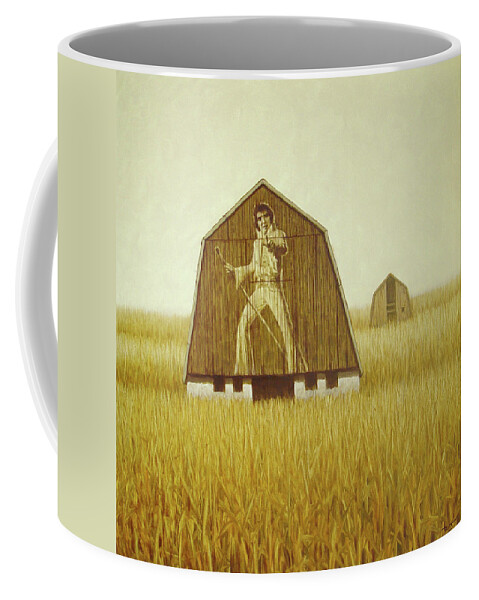 Realism Coffee Mug featuring the painting Rock and roll on the Cornfield by Zusheng Yu