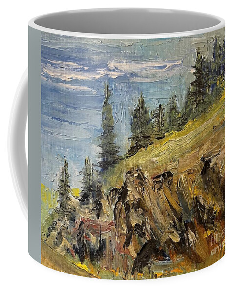 Landscape Coffee Mug featuring the painting Rock Cut Hwy 11 by Monika Shepherdson