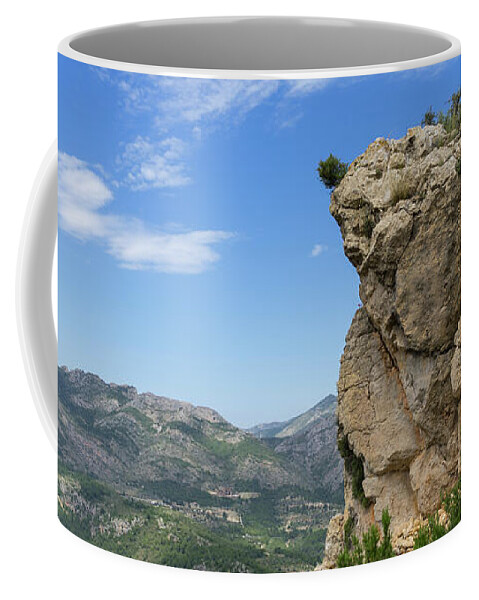Mountains Coffee Mug featuring the photograph Rock formation and wide mountain landscape by Adriana Mueller