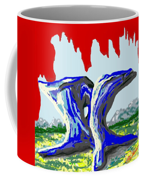 Rocks Coffee Mug featuring the painting Rock Formations by Elly Potamianos