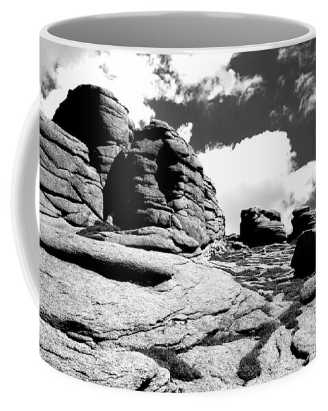 Black And White Coffee Mug featuring the photograph Rocks in black and White by Ron Roberts
