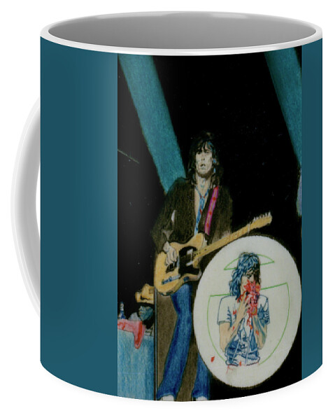 Colored Pencil Coffee Mug featuring the drawing Rolling Stones Live - Keith Richards And Mick Jagger - detail by Sean Connolly